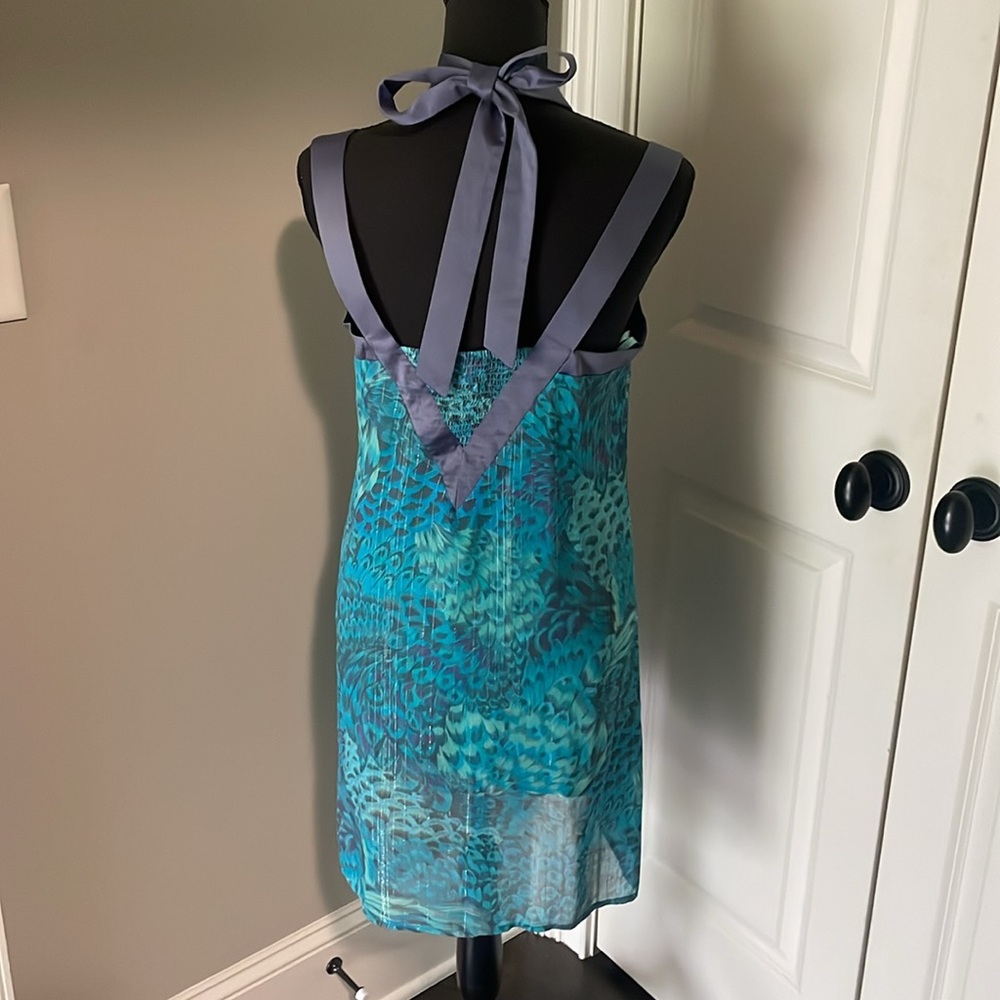 Bcbgeneration Peacock Pattern Silk Boho Cocktail … - image 5